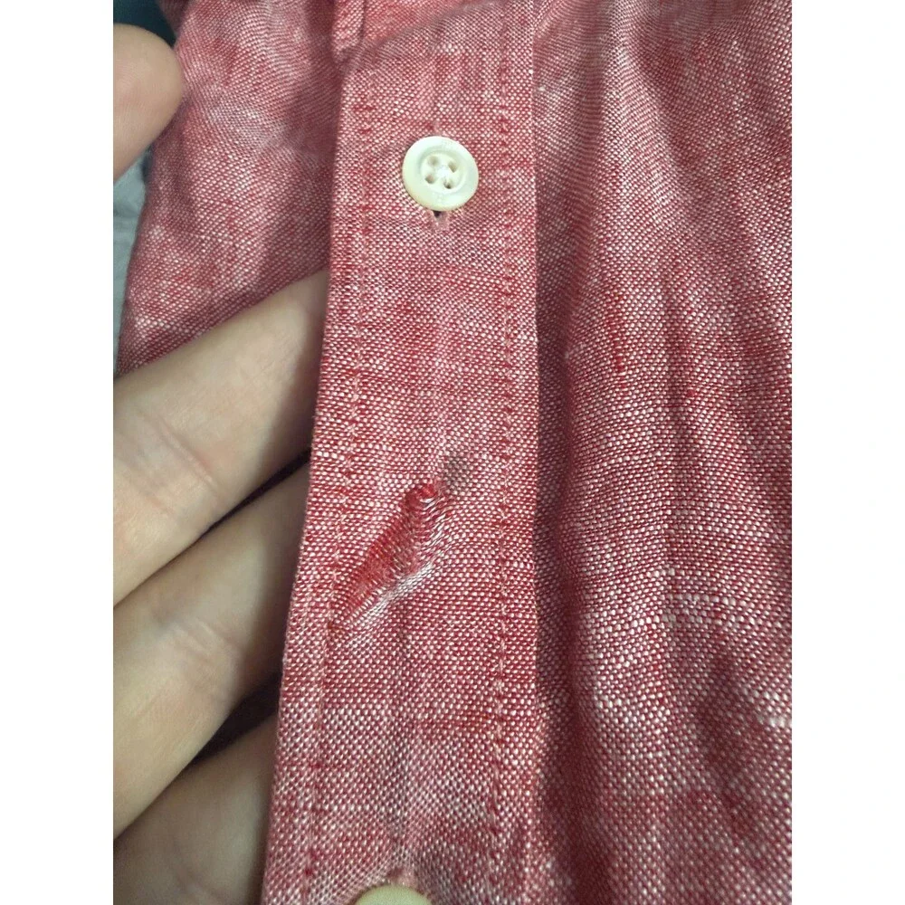 Banana Republic Shirt Mens Medium Red Linen Long Sleeve Button Down Camden Fit